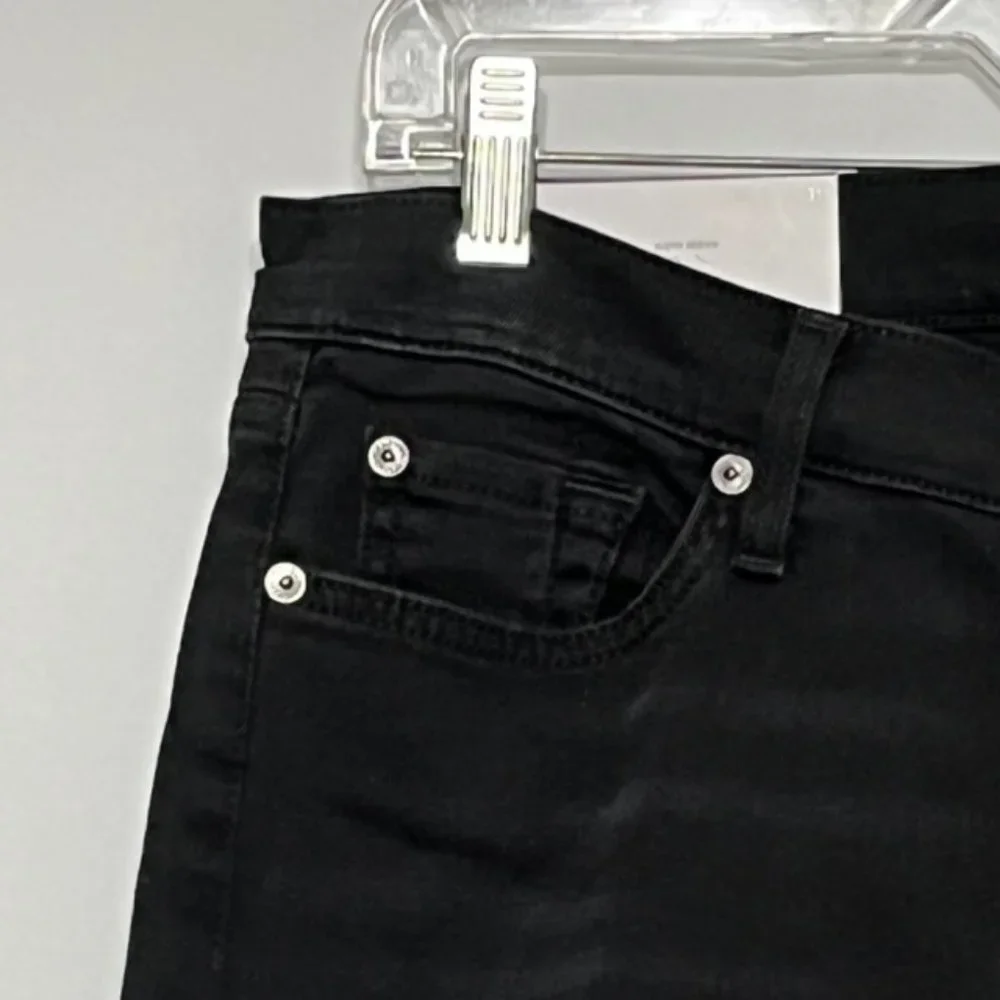7 FOR ALL MANKIND Black Distressed Ankle Skinny Jeans Size 31 NWT - Picture 9 of 15